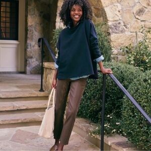 🆕 Frank & Eileen Straight Leg Ankle Crop Denim Coated Pants Quiet Luxury Neutral